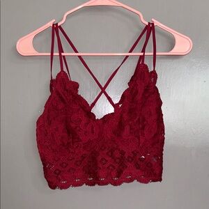 Anemone Wine Red Lace Bralette XL